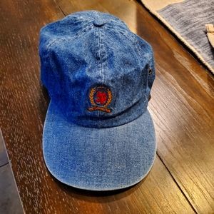 Vintage 90's Tommy Hilfiger Demin Blue W/ Leather brown strap one size fits all